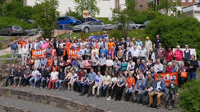 ÖDP-Delegierte mit Bundesvorstand auf dem Bundesparteitag Gersfeld am 21-05-2023