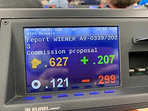 Abstimmungsergebnis EU-Pestizidverordnung; Foto: Manuela Ripa