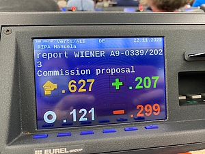 Abstimmungsergebnis EU-Pestizidverordnung; Foto: Manuela Ripa
