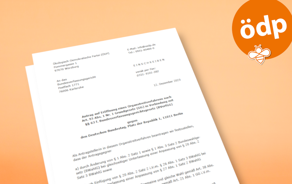 ÖDP klagt gegen Unterschriftenvorgaben zur Bundestagswahl